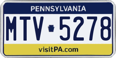 PA license plate MTV5278