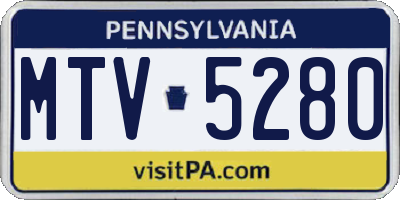 PA license plate MTV5280
