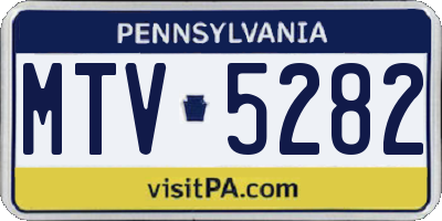 PA license plate MTV5282