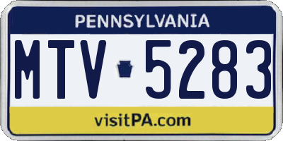 PA license plate MTV5283