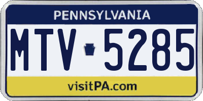 PA license plate MTV5285