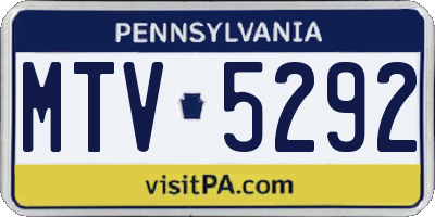 PA license plate MTV5292