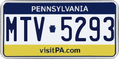 PA license plate MTV5293