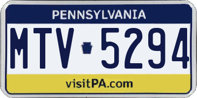 PA license plate MTV5294