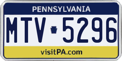 PA license plate MTV5296