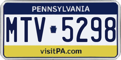 PA license plate MTV5298
