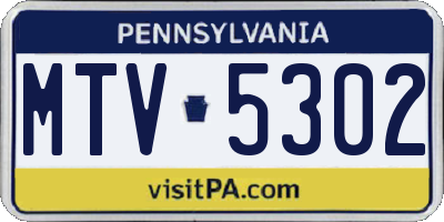 PA license plate MTV5302