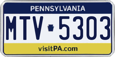 PA license plate MTV5303