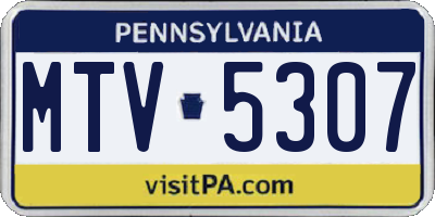PA license plate MTV5307