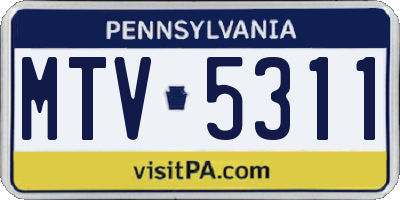 PA license plate MTV5311
