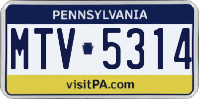 PA license plate MTV5314
