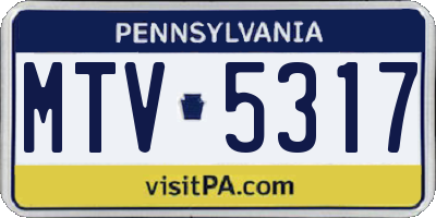 PA license plate MTV5317