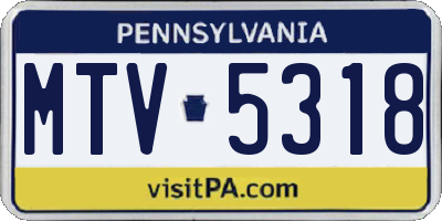 PA license plate MTV5318