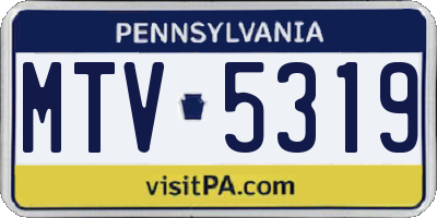 PA license plate MTV5319