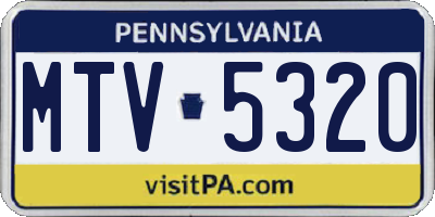 PA license plate MTV5320