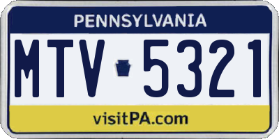 PA license plate MTV5321