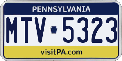 PA license plate MTV5323