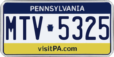 PA license plate MTV5325