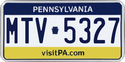 PA license plate MTV5327