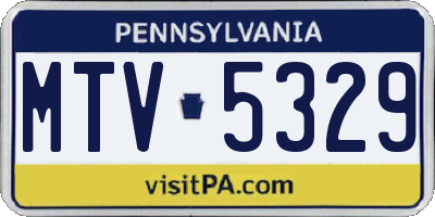 PA license plate MTV5329