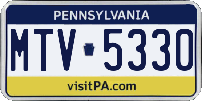 PA license plate MTV5330
