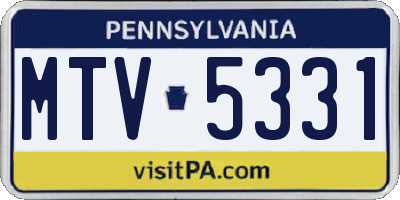 PA license plate MTV5331