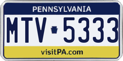 PA license plate MTV5333