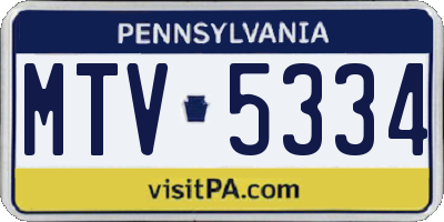 PA license plate MTV5334