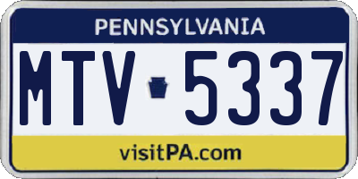PA license plate MTV5337