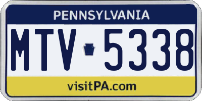 PA license plate MTV5338