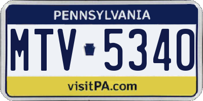 PA license plate MTV5340