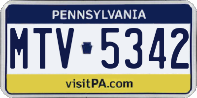 PA license plate MTV5342