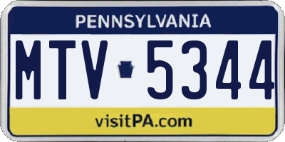 PA license plate MTV5344