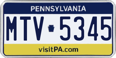 PA license plate MTV5345