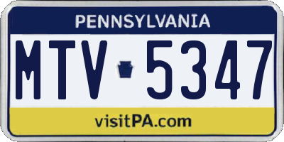 PA license plate MTV5347