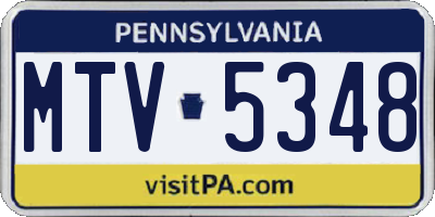 PA license plate MTV5348