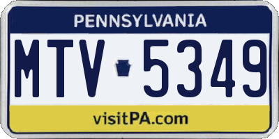 PA license plate MTV5349