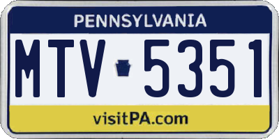 PA license plate MTV5351
