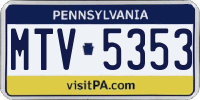 PA license plate MTV5353