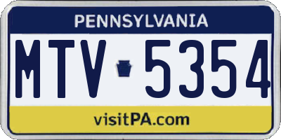 PA license plate MTV5354