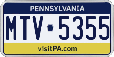 PA license plate MTV5355