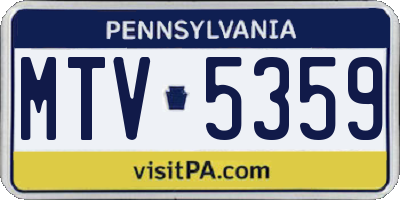 PA license plate MTV5359
