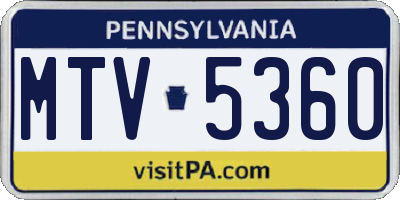 PA license plate MTV5360