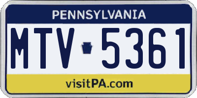 PA license plate MTV5361