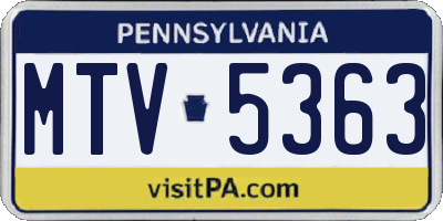 PA license plate MTV5363