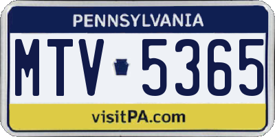 PA license plate MTV5365
