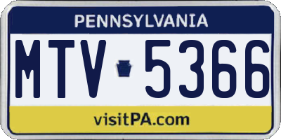 PA license plate MTV5366