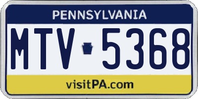 PA license plate MTV5368