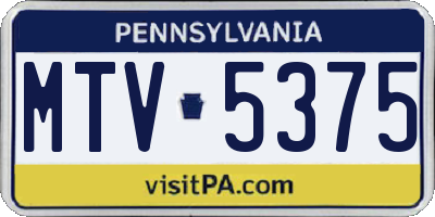 PA license plate MTV5375