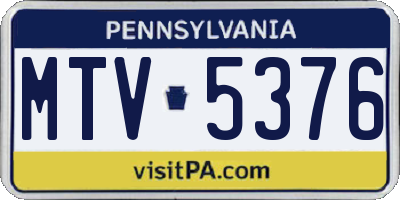 PA license plate MTV5376